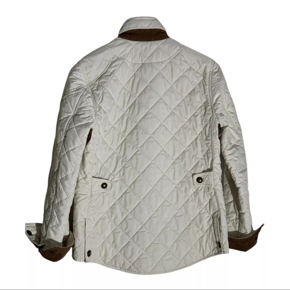 Ralph Lauren Sport Quilted Jacket Coat Barn Crest Corduroy Equestrian Ivory S - Picture 7 of 7